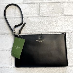 New Kate Spade Charlotte Terrace Lolly Wristlet Soft Leather Black